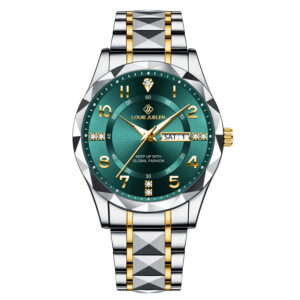 LOUIE JUELEN 603 Men's Quartz Waterproof Watch Luminous Diamond Business Stainless Steel Strap Multifunction Quartz Watches for Men