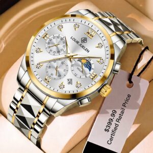LOUIE JUELEN 606 Elegant Men's Stainless Steel Watch Male Relojes 3BAR Waterproof Quartz Watch 42mm Luminous Wristwatches